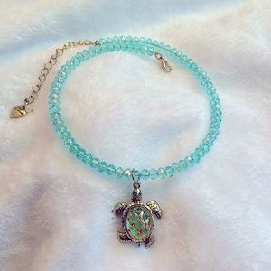 Betsey Johnson Sea Excursion Turtle Charm Beaded Necklace- Never Worn